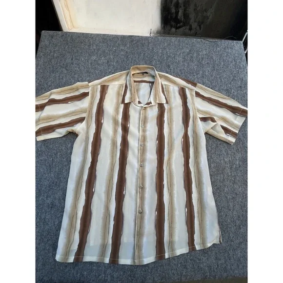 Bassiri Uomo Shirt Men Large‎ Multi Color SS Abstract VTG 70's 80's Disco Retro